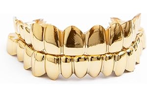 sowsmile Silicone Gel Grillz Gold Grills for Your Teeth, Gold Teeth Tooth Grillz for Men and Women, Grillz Hip Hop, Jewelry Grills for Teeth
