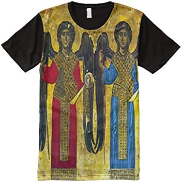 St Michael &amp; St Gabriel Archangel Icon All Over T-Shirt (Medium)