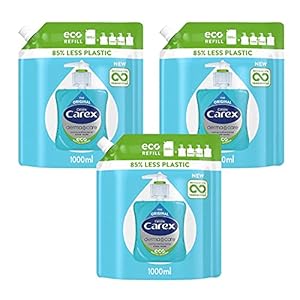 Carex-Antibacterial-Original-Dermacare-Hand-Wash-Liquid-Soap-Refill-Pack-of-3-Handwash-Pouches-Bulk-Buy-Hand-Soap-Liquid-that-Cleans-and-Protects-Hands-3-x-1-Litre-Pouches Carex 2 Hour Protection Antibacterial Original Hand Wash Refills, Liquid Hand Soap Eco Refill for Homes and Businesses…