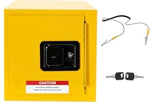 BAZARGAME Hazardous Storage Cabinet 13" x13" x13", 2 Gallon Flammable Liquid Storage Cabinet, Yellow Industry Safety Cabinet, Fireproof Safety Storage Cabinet for Commercial Industrial and Home Use