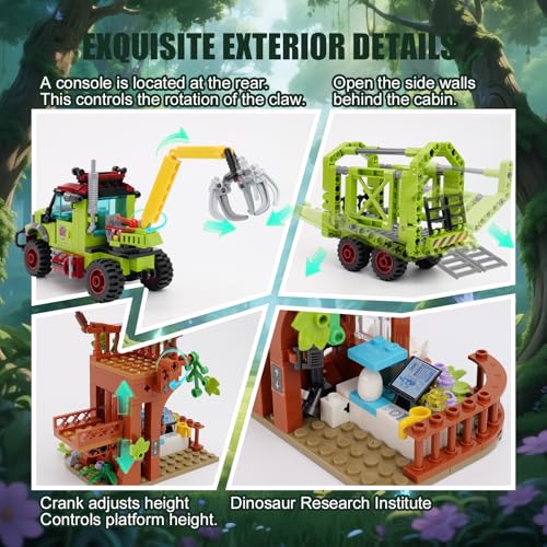 Jurassic Dinosaur ideas Building Set,Compatible with Lego Dinosaur T-Rex Triceratops Capture Truck with Tree Observatory, STEM Toys Gift for Kids and Adults for Boys Age 8-12 517PCS