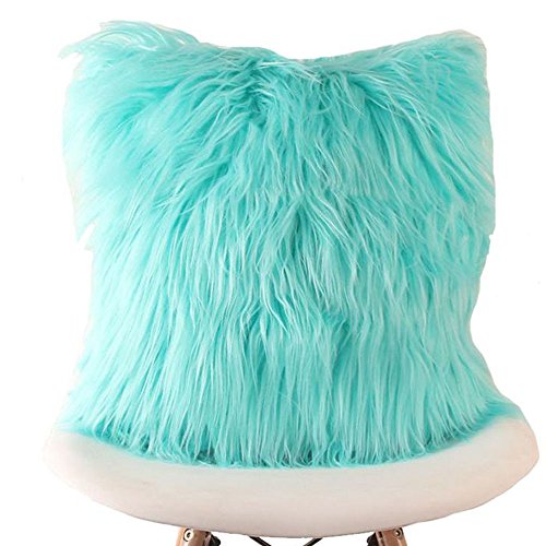18''x18'' Plush Pillow Covers,FimKaul Furry Cushion Cover Sofa Bed Throw Home Decor (Mint Green)