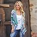 Meflying Women Casual 3/4 Sleeve Patchwork Asymmetry Hem Loose Long Cardigan Cardigans Blue