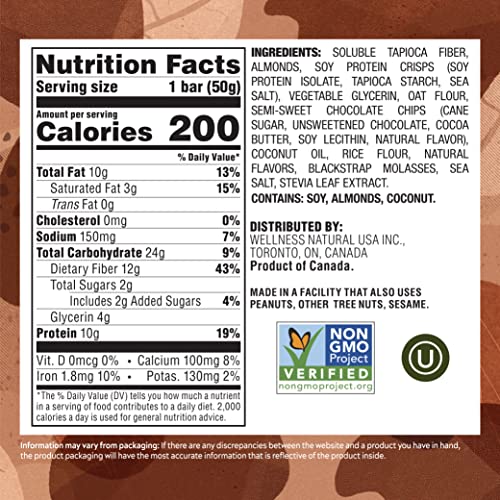 SIMPLYPROTEIN PLANT BASED CHOCOLATE CHIP COOKIE BARS, PACK OF 8, LOW SUGAR, LOW CARB PROTEIN BAR LIGHT, SOFT-BAKED TEXTURE