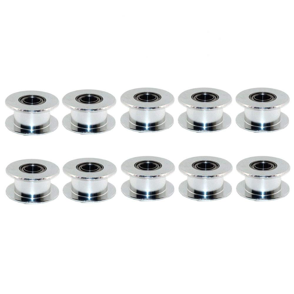 3Dman GT2 20 Toothless Bore 5mm Aluminum Idler Pulley for 6mm Width Timing Belt 3D Printers (10pcs)