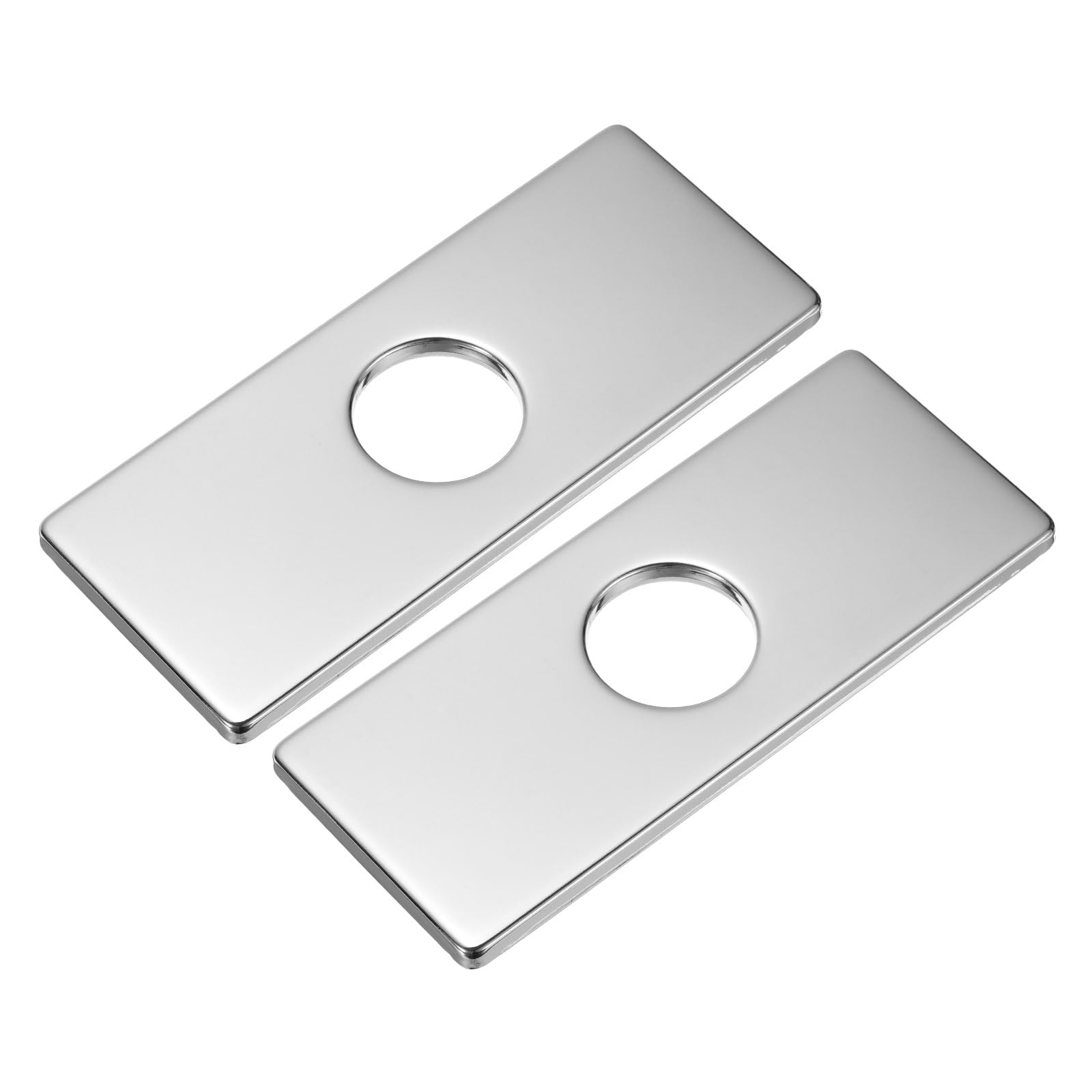 uxcell 2pcs 6 Inch Hole Cover Deck Plate Escutcheon, Stainless Steel Sink Cover Plate for Bathroom or Kitchen Sink Faucet, Rectangle(Silver)