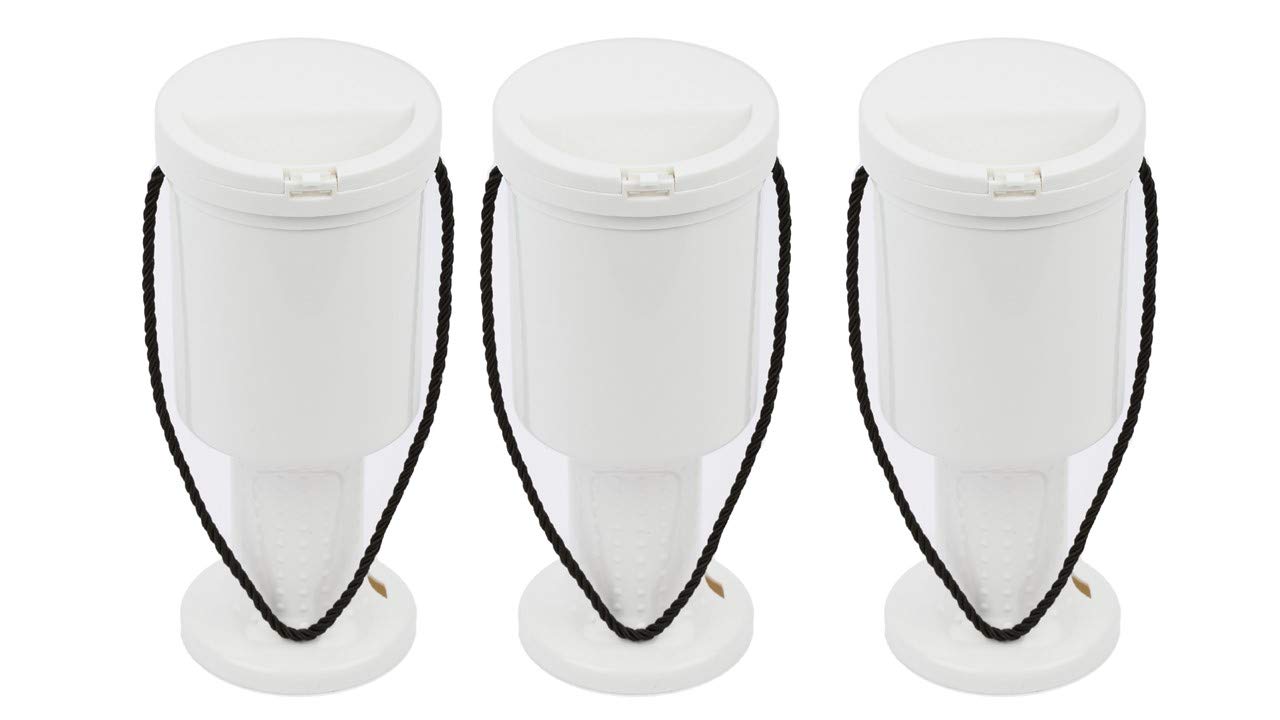 Pack of 3 Rounded Hand Held Plastic Collection Box. Charity Box. Money Donation Box (White)