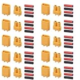 AUTOUTLET 20PCS 10Pairs XT30 Bullet Connectors Plugs Male & Female with Heat Shrink For RC Car/Boat/LiPo Battery