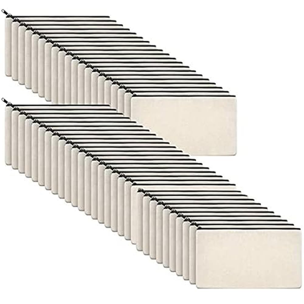 Papiivan 40Pcs Canvas Zipper Bag Pencil Case Cosmetic Bag Blank Bag DIY Craft Bag Cosmetic Bag Cosmetic Bag DIY Craft School