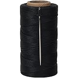 Tenn Well Waxed Thread, 328 Yards 150D 1MM Leather Sewing Waxed Thread with Needles for Leather DIY Project(Black)