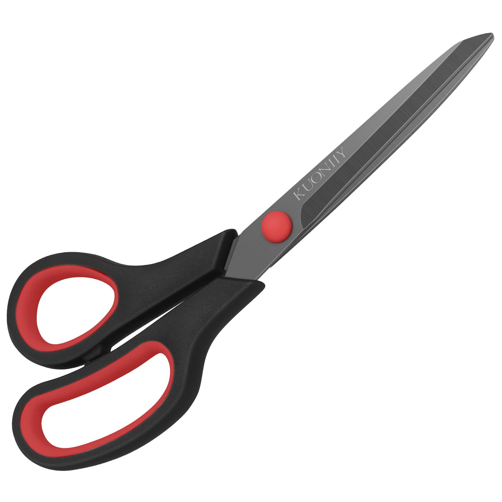 KUONIIY Scissors Ultra Sharp Titanium Coating Blades Soft Comfort-Grip Handles Multi-Purpose Scissors, BlackRed, 7 Inch