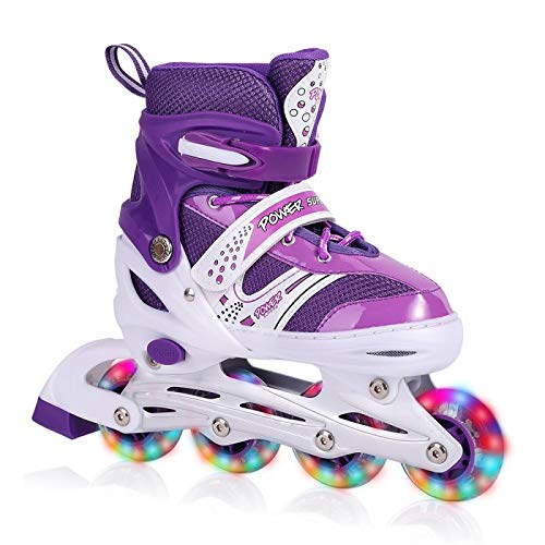 Adjustable Inline Skates for Kids， Outdoor Roller Skates with Full Light Up LED Wheels, Safe and