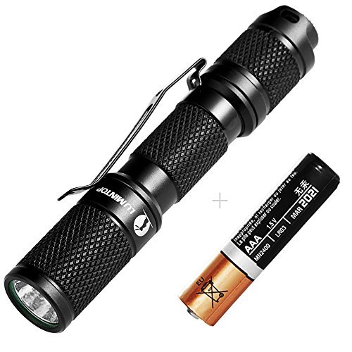 LUMINTOP® One Hand Operated Clicky Switch Anti-Scratching Tool AAA Max 110 Lumens Cree XP-G2 R5 LED Mini Hand Light Flashlights Keychain with Reversible Clip+ 1X AAA Battery