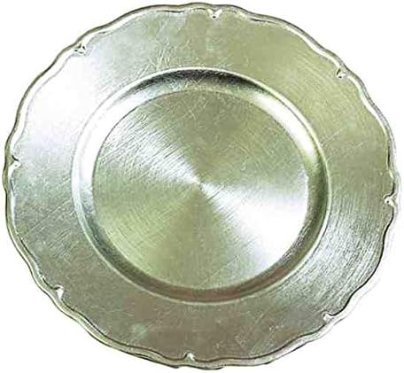Beautifully Designed 13" Silver Charger Plates, Set of 4