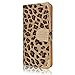 BlastCase Leopard Skin Design Wallet Case for iPhone 6 4.7 inch Brown Flip Leather Cover Folio Pouch Bag Bling Crystal Magnetic Clasp Card Slot