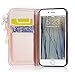 iPhone 6 Case, iPhone 6S Case, CinoCase Luxury 3D Bling Crystal Shiny Rhinestone Wallet Leather Purse Flip Card Pouch Stand Cover Case with Lovely Heart Pendant for iPhone 6 6S (Rose Gold)