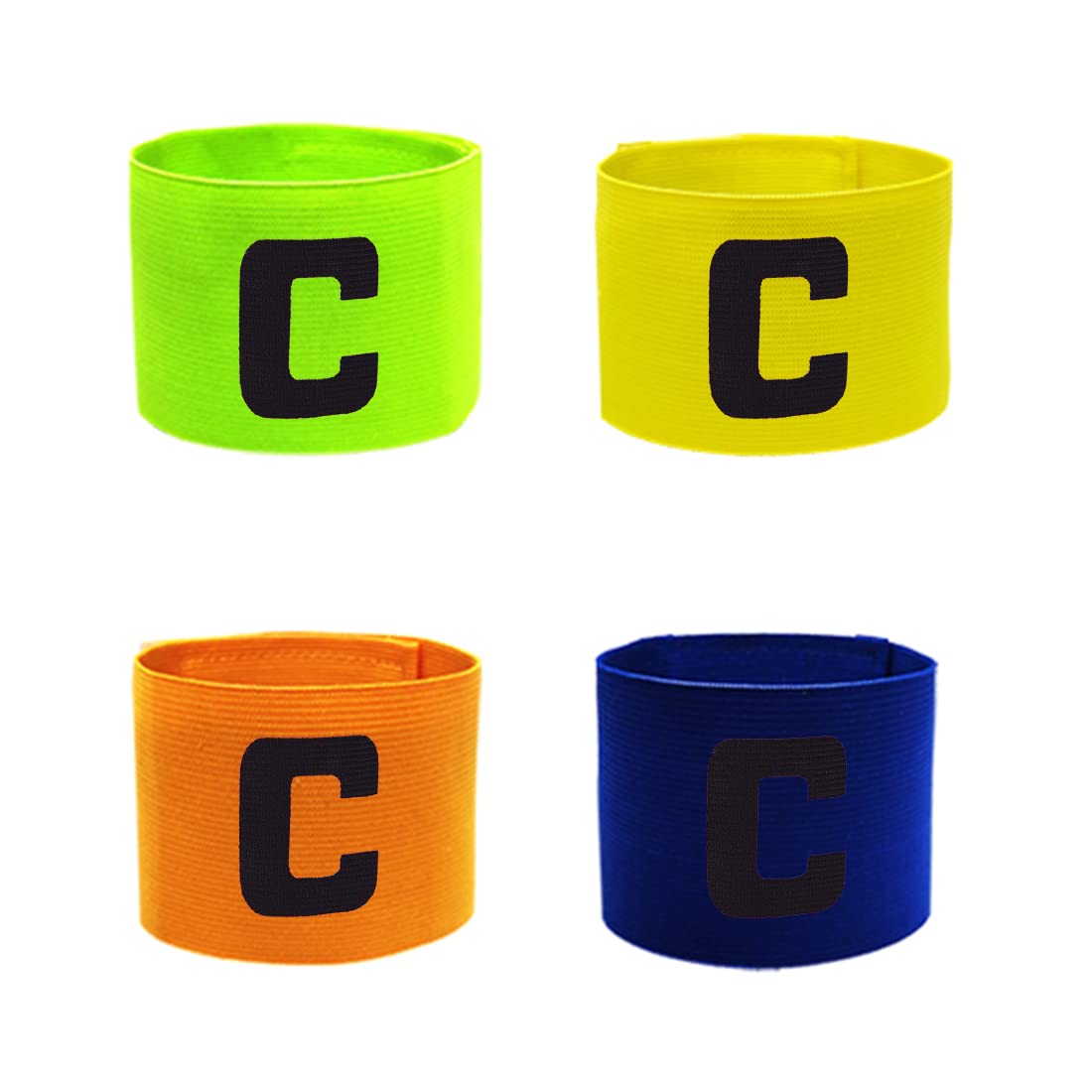 REQAG 4 Pieces Retractable Captain Football Armband for Adjustable Size Elastic Football Armband for Adults Various Sports