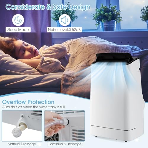 KOTEK Portable Air Conditioner with Heat, up to 800 Sq.Ft, 15000 BTU 4-in-1 AC Unit for Bedroom with Auto Swing, APP/Remote Control, Window Kit, Sleep Mode & 24H Timer for Home & Office