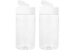 Mipcase Fish Food Containers 2pcs Dispenser Container Small Animals Feeding Bottles White Terrarium Plastic Round Fish Tank Aquarium Feeding Bottles