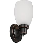 Lydia Wall Sconce, Oil Rubbed Bronze Finish, Frosted Glass Shade, Dimmable with Twist On/Off Switch for Hallway, Foyer, Bathr