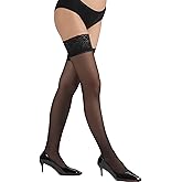 MERYLURE Non-Slip Stay Up Thigh High Stockings for Women,Reinforced Strong Lace Top Sheer Pantyhose Sexy Lingerie