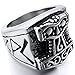 INBLUE Men's Stainless Steel Ring Silver Tone Black Size12