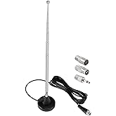 Bingfu Strong Magnetic Base FM Radio Antenna Telecopic for Pioneer Onkyo Yamaha Marantz Sherwood Indoor Digital HD FM Radio Bluetooth Home Stereo Receiver AV Audio Video Home Theater Tuner
