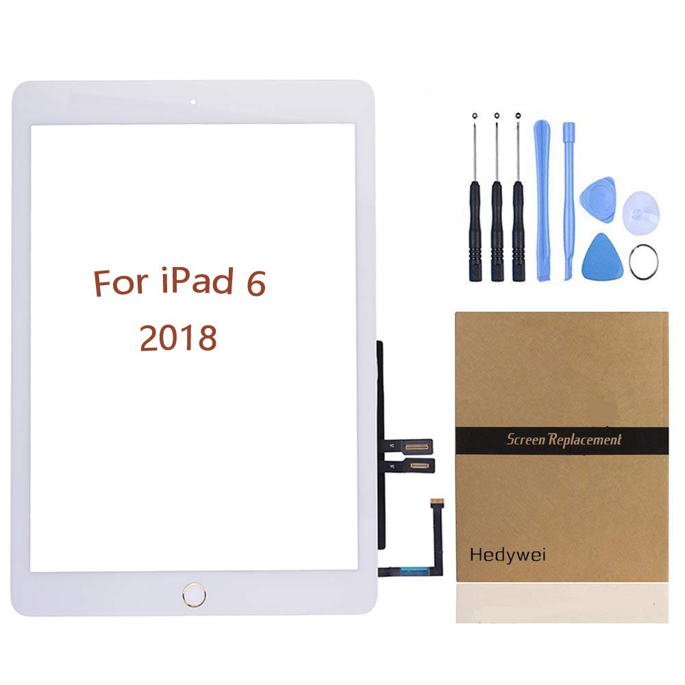 Hedywei Replacement Touch Screen for iPad 6 Gen A1893 A1954 (2018 9.7 inch) Touch Screen Digitizer with Tool Kit