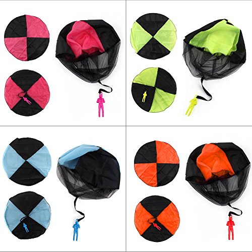 VintageBee 4PCS Set Tangle Parachute Figures Hand Throw Soliders Parachute Toss It Up and Watch Landing Square Outdoor Children's Flying Toys
