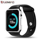 LEMFO IW08 Smart Watch Cell Phone Fitness Tracker Bluetooth WristWatch with Camera for Android Smartphones (Silver Black)