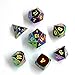 TLL TECHNOLOGY Metal Game Dice Zinc Alloy Metal Polyhedral 7-Die Dice Set for Dungeons and Dragons RPG Dice Gaming D&D Math Teaching, d20, d12, 2 Pieces d10 (00-90 and 0-9), d8, d6 and d4 (Rainbow)