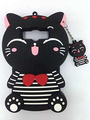 Cute 3D Cartoon Lovely Animal Design Soft Silicone Back Case Cover for Samsung (Galaxy Core Prime G360 J1Ace J1 stripes lucky cat black)