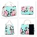 BLUBOON School Backpack for Teens Girls Bookbags Set 15 inches Laptop Bag Kids Lunch Bag and Pencil Case (Big Floral - Water Blue)
