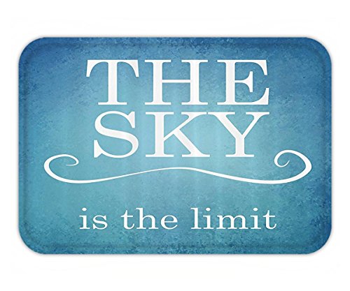 Beshowere Doormat QuoteDecor Set &quotThe Sky ithe Limit" Typography Motivational Quote Simple Design Illustration Bathroom Accessorie Extralong Blue White.jpg