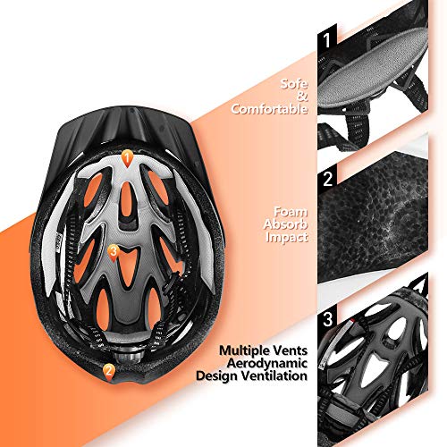 JBM Adult Cycling Bike Helmet Specialized for Men Women Safety Protection CPSC Certified (18 Colors) Black/Red/Blue/Pink/Silver Adjustable Lightweight Helmet (Black (New), Adult)