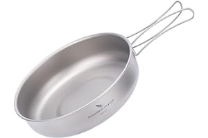Boundless Voyage Titanium Ultralight Frying Pan with Folding Handle Outdoor Cookware Camping Skillet Griddle Ti2063C