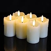 Lezonic Flameless Votive Candles Battery Operated with Remote and Timer, Pack of 6 (D:2" X H:3") LED Ivory White Long Lasting Flickering Wax Candles with Realistic 3D Flame