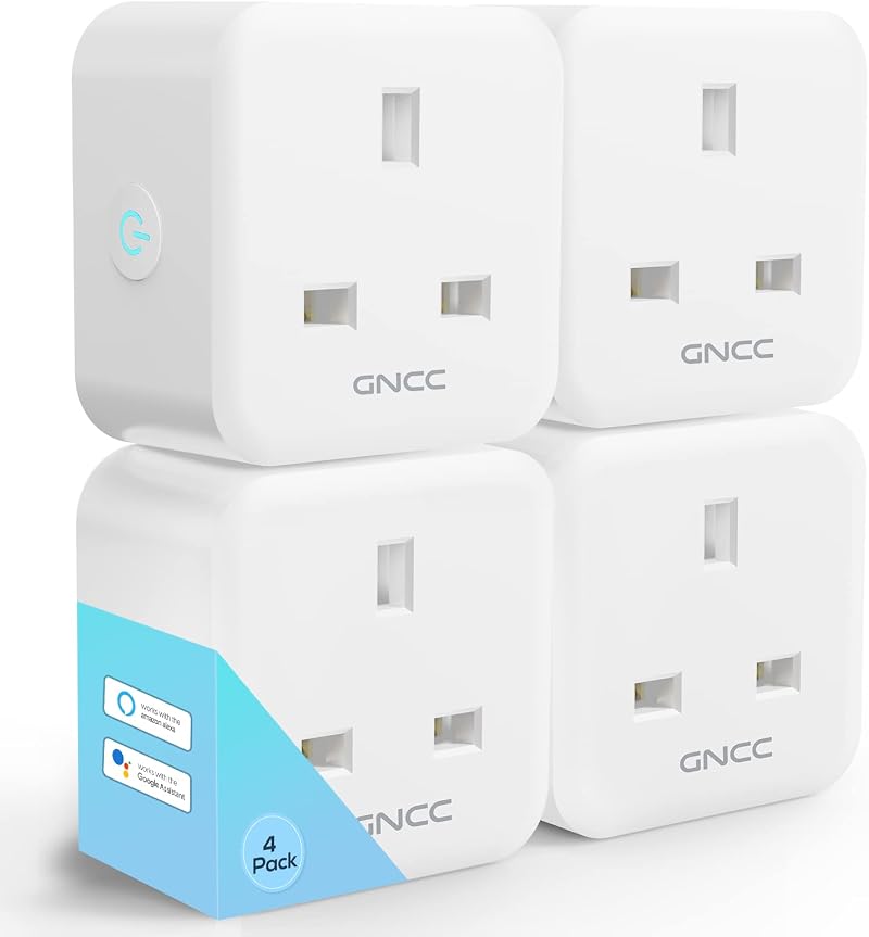 GNCC Smart WiFi Plugs 4 Pack Alexa Google Home Wireless Remote Timer 13A 3120W