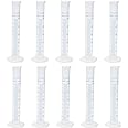 Geesatis 10 Pcs Plastic Measuring Cylinders 50 ml Lab Test Graduated Measuring Cylinder