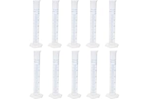 Geesatis 10 Pcs Plastic Measuring Cylinders 50 ml Lab Test Graduated Measuring Cylinder