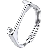 SILVERCUTE 925 Sterling Silver Initial Rings for Women,Adjustable Capital Letter Ring Hypoallergenic,Minimalist 925 Silver Rings for Mother Daughter
