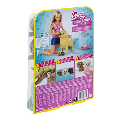 Barbie Newborn Pups Doll & Pets Playset, Blonde