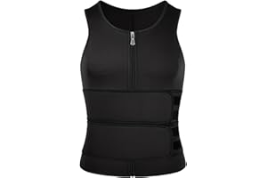 Mens Sauna Vest Waist Trainer, Double Belt Mens Sweat Vest Zipper Body Shaper for Gym Workout Exercise Running|Sauna Suits
