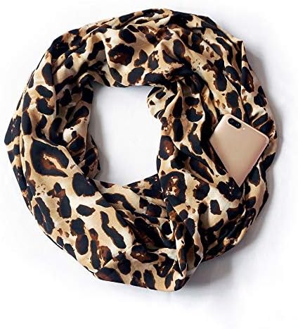 Sales Clearance!Women Loop Scarves with Zipper Pocket,BANAA Print Winter Scarves Convertible Infinity Scarf Pocket Warm Bib