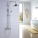 Rozin Bathroom Dual Knobs Mixing Shower Faucet Set 8-inch Top Rainfall Showerhead + Handheld Spray Brushed Nickel