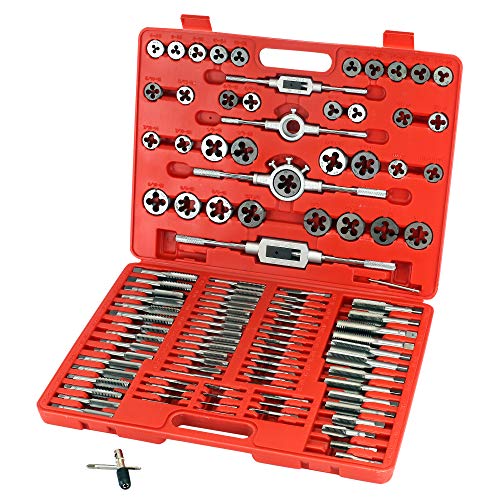 Zoostliss 110 Piece Sae and Metric Bearing Steel Tap and Die Set with Carrying Case