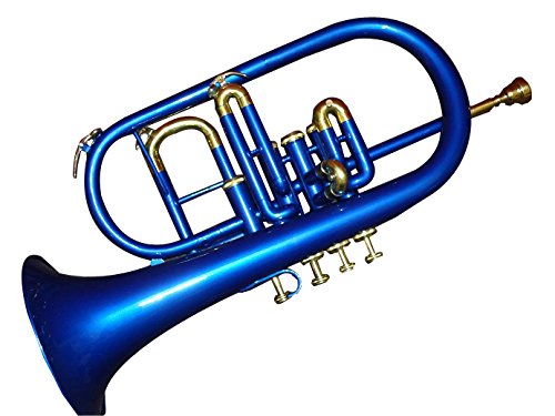 Queen Brass Flugelhorn 4Valve Bb/F Pitch W/Case & Mp Blue