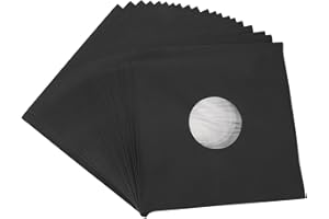 Depisuta 20PCS 12 Inch Record Sleeves, Kraft Matte Black Cardboard Inner Sleeves with Diecut Hole, Protective Outer Covers fo