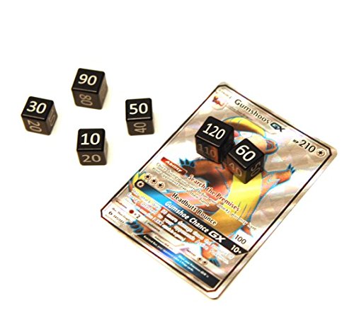 CNC Machined Aluminum Pokemon TCG Damage Counter Dice (6 pcs) Dragon Black Color For Pokemon TCG, Burning Shadows, Guardians Rising, Sun and Moon