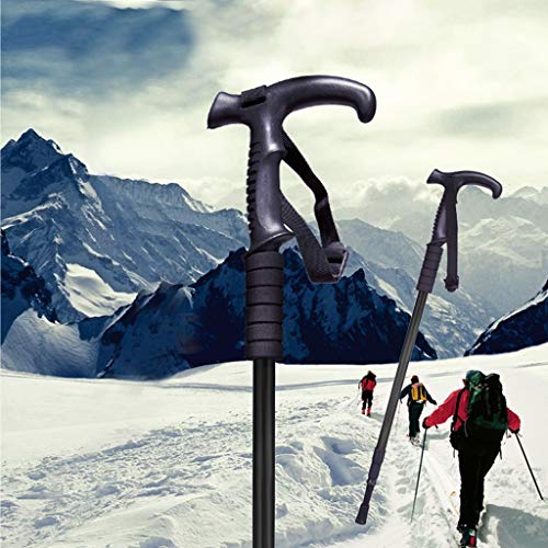 JinJin Trekking Poles - 2pcs Telescopic Adjustable Hiking or Walking Sticks Pole - Lightweight Quick Lock Walking or Hiking Stick Mountaineering (Black) - Thumbnail 4
